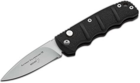 This innovative interpretation of the Kalashnikov series is designed for our line of Boker Plus knives. The blade of the automatic knife is made of D2 steel. Structured finger grooves on the aluminum handle provide a secure grip. The push button allows convenient opening and unlocking of the knife. Customers also bought Customers also viewed.